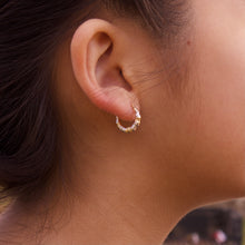 Load image into Gallery viewer, 14K Two-Tone Elegance Hoop Earrings
