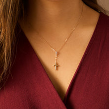 Load image into Gallery viewer, 14K Rosary-Inspired Cross Necklace
